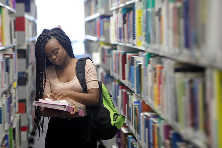 Female student in library