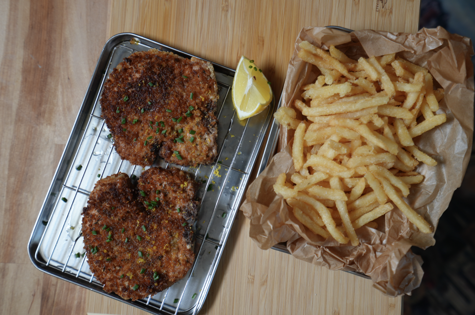 Pork Milanese with Truffle Fries recipe, Living By Design