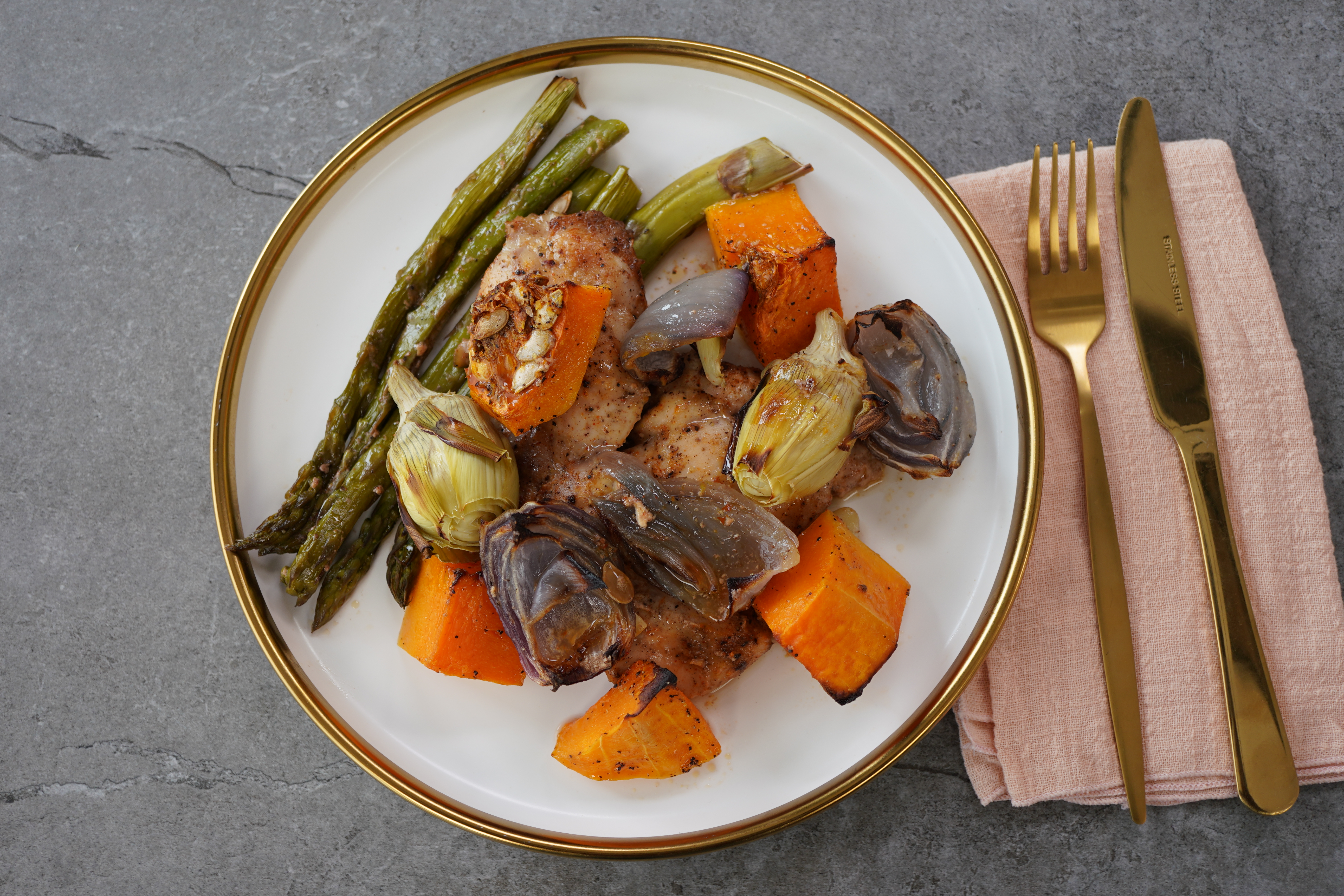 Sheet Pan Roasted Chicken with Butternut Squash